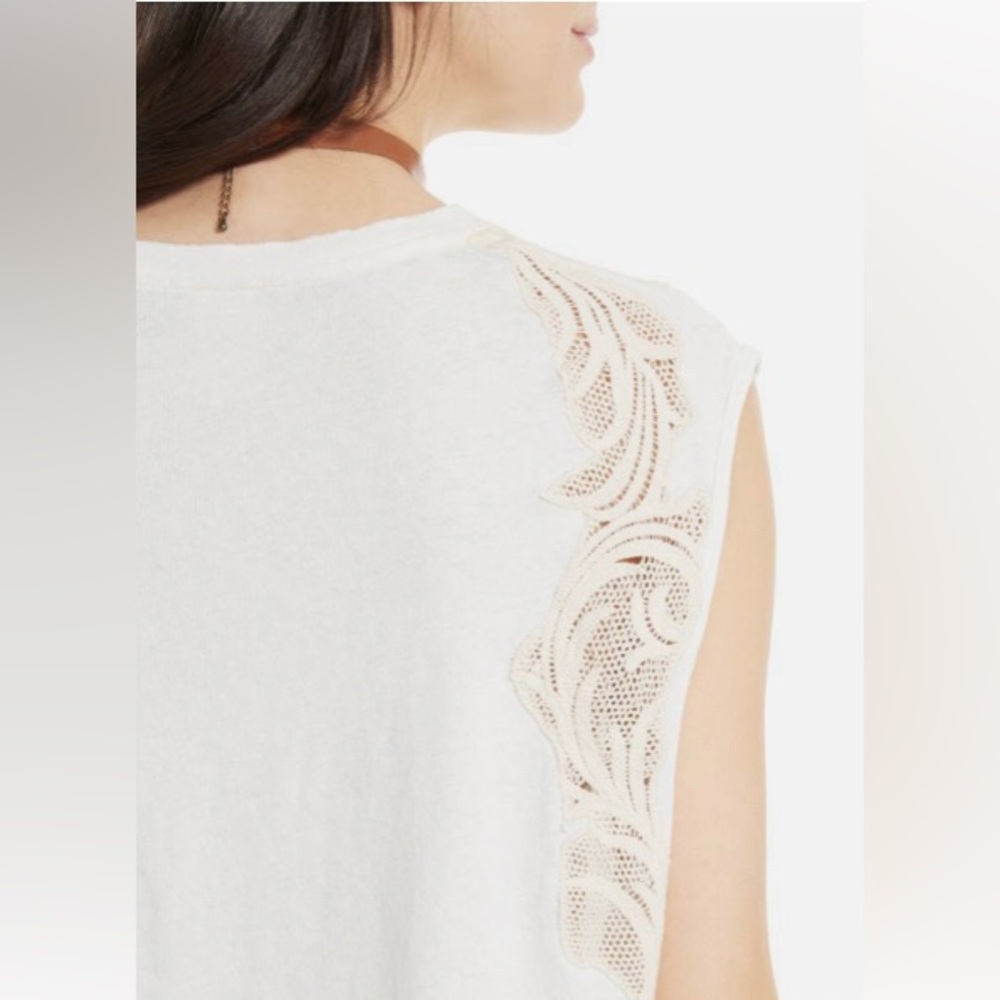 Tailored Free People Bonsai Cotton Crochet Muscle Tee white Medium - Picture 6 of 11
